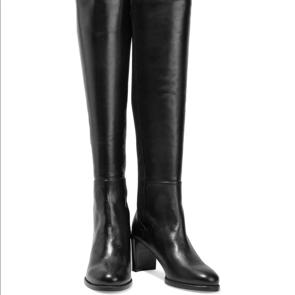 Stuart Weitzman Lowjack Leather and Neoprene Over-the-knee Boots Size 10.5